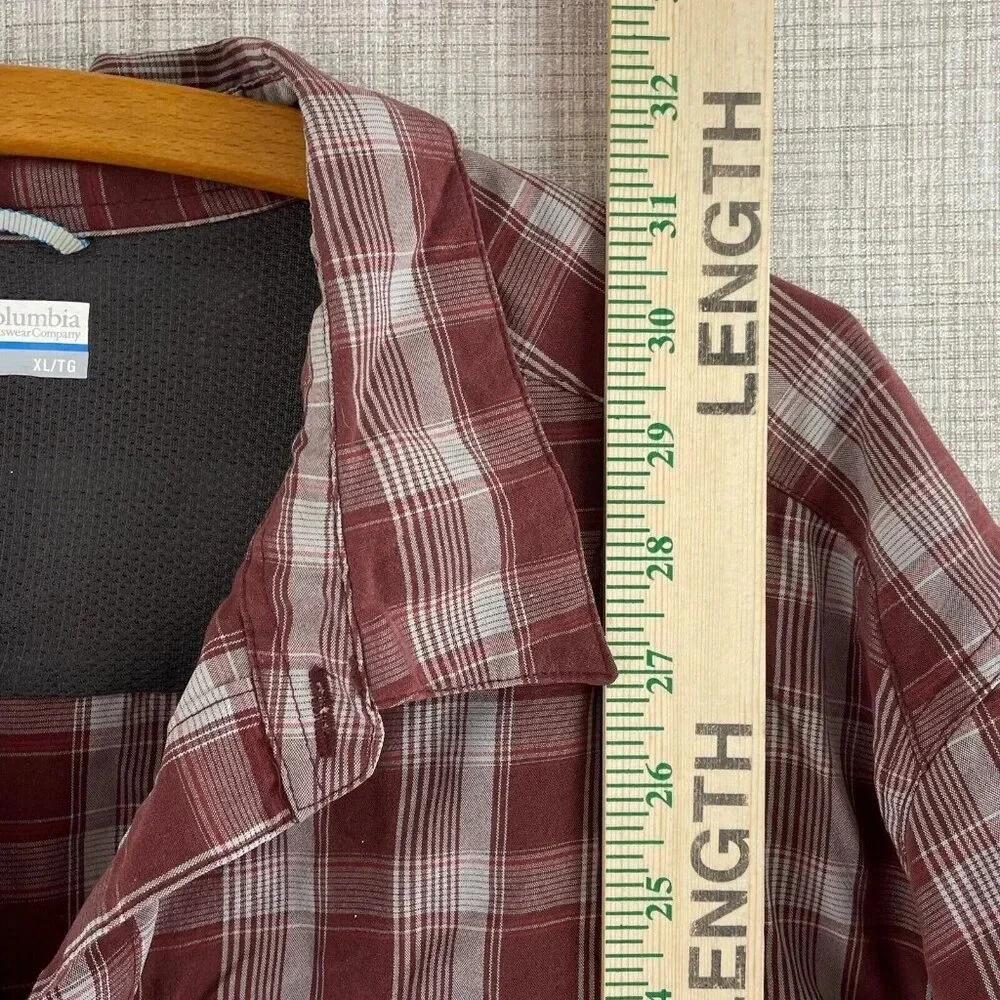 Columbia Shirt Long Sleeve Button Down Mens XL red plaid 1038 - Picture 3 of 7